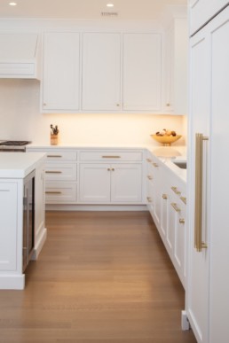 jwh white cabinets and countertops and brass kitchen